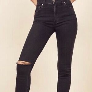 Reformation High and Skinny  black skinny jeans Size 24” stretch jet black